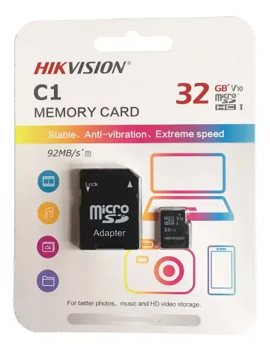 [HS-TF-C1/32G/Adapter] Memoria Micro Sd Para Celular O Tablet / Capacidad 32 Gb / Interfaz Microsd Hc / Velocidad De Lectura 92 Mb/S / Clase 10 / Con Adapatador