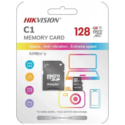 [HS-TF-C1/128G/Adapter] Memoria Micro Sd Para Celular Ó Tablet / Capacidad 128 Gb / Interfaz Microsd Xc / Velocidad De Lectura 92 Mb/S / Clase 10 / Con Adapatador